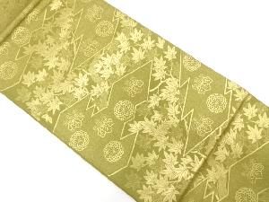 アンティーク　楓に桐・菊模様織り出し袋帯（着用可）